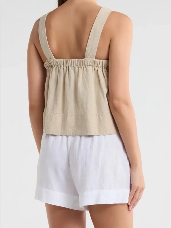 NWT Madewell Linen Blend Tank Natural Beige Medium - Image 2
