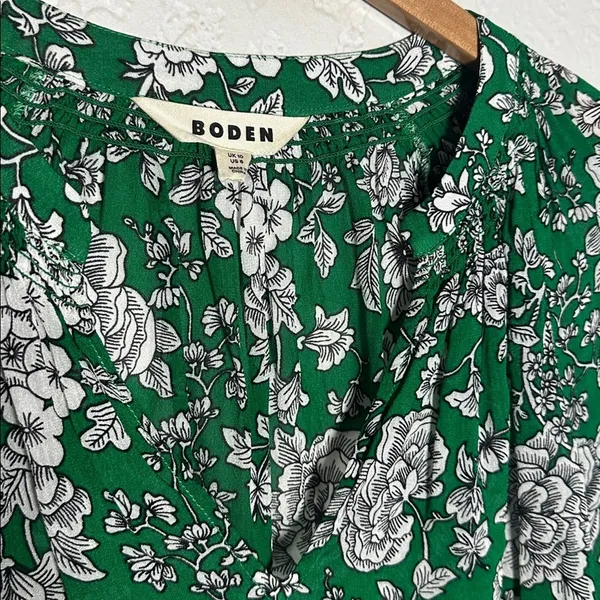 Boden Kelly Green Floral Blouse Sheer Long Sleeve Feminine Romantic Fall - Image 4