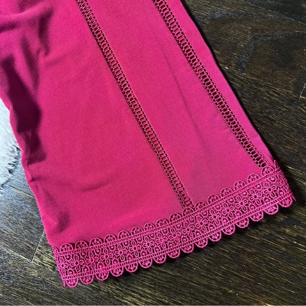 NWT Ann Taylor Petite Burgundy Red Bell Sleeve Square Neck Lace Blouse - Image 7