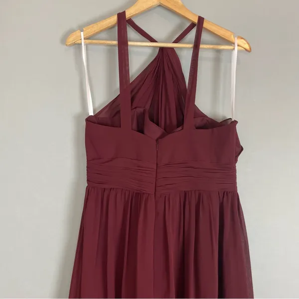 Revelry Bridesmaid Dress Halter‎ Tank Maxi Sleeveless Size 14 Brownish-Burgundy - Image 6