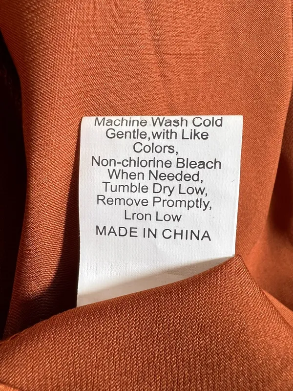 Shein Burnt Orange Satin Cowl Neck Maxi Dress Side Slit Covered Buttons Large - Image 8