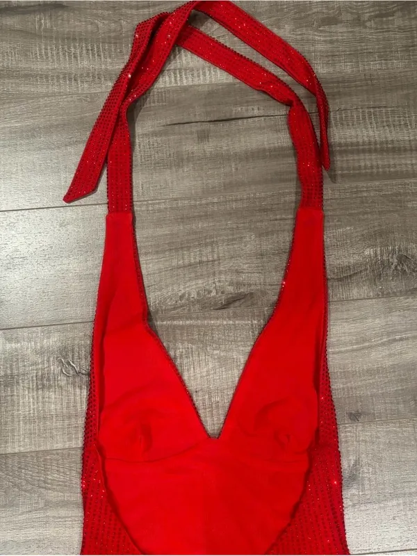 Meshki Seina Vermillion diamente halter mini dress - Image 12