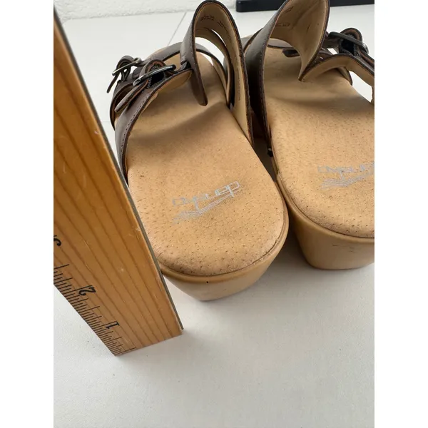 Dansko Women Brown Leather Wedge Sandals Buckle Ankle Strap Comfort Size 36‎ 5.5 - Image 5