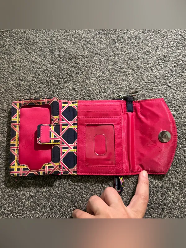 Vera Bradley blue with pink flowers trifold wallet - Image 3