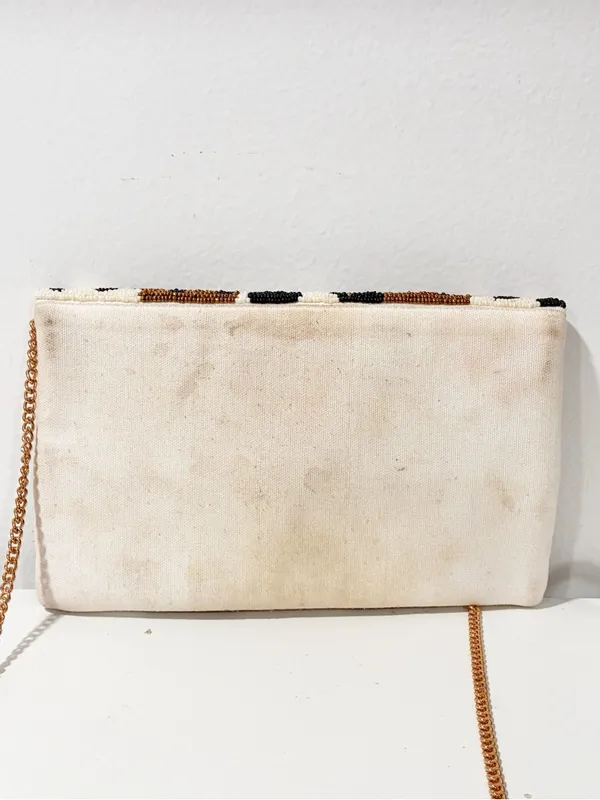 Leopard Animal Print Made in India Glass Beads Clutch Bag - Image 5