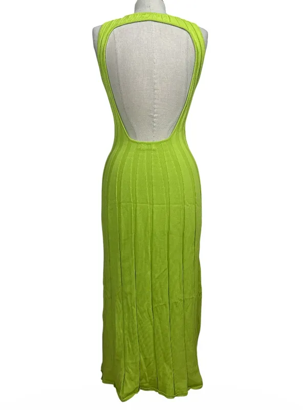 Meshki Aspen Back Keyhole Knit Midi Dress in Fresh Green Size Medium Resortwear - Image 4