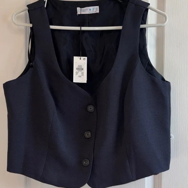 Paula Echevarria For Primark Slate Blue 3 Button Vest Nwts Size 8/10 Us Medium - Image 3
