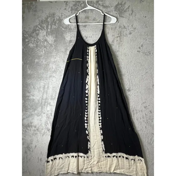 Natural Life Gauze Heart Tie Dye Maxi Dress Black White Sleeveless XS/S Boho - Image 3