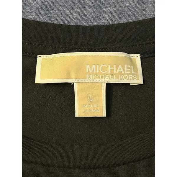 Michael‎ Kors Black Ruched Side Drawstring T-Shirt Dress MK Logo - Image 9