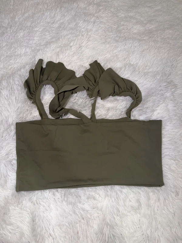 Port De Bras Wing Crop size Large Olive Green Anthropology - Image 3