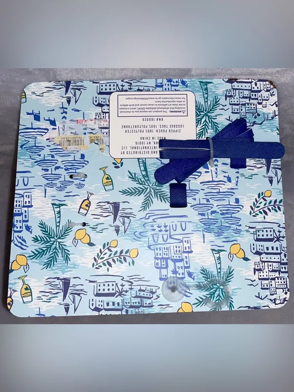 Wandering Moon NWT Amalfi Coast Travel Set Zipper Pouch Luggage Tags Blue Stripe - Image 3