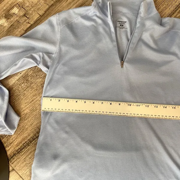 Patagonia Capilene Quarter Zip Neck light Blue Base Layer Long Sleeve Medium #79 - Image 7