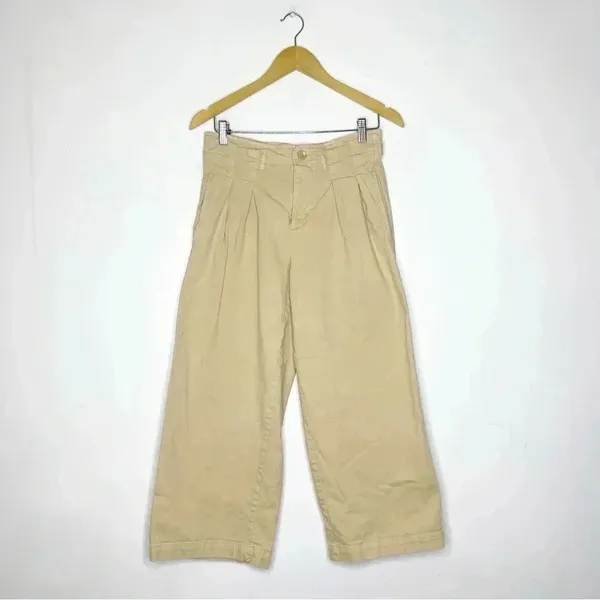 Maeve Anthropologie High-Waisted Wide-Leg Culottes Pants Khaki Crop Size 2 - Image 2