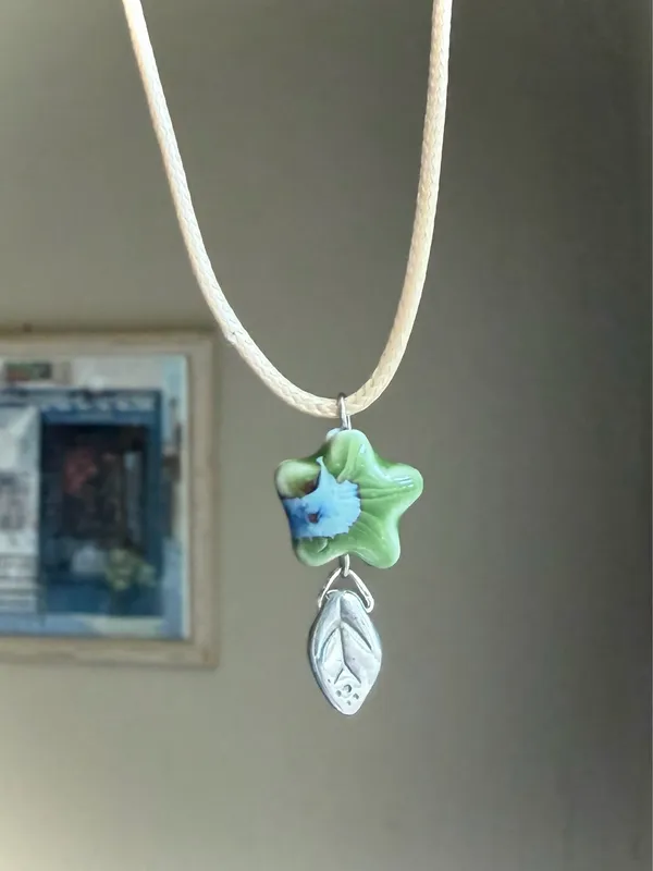 Handmade green ceramic star boho fairy cottage y2k necklace⭐️💚 - Image 2