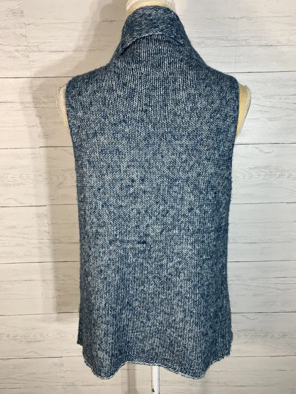 J.Jill Multi Blue Knit Open Front Draped Vest Sleeveless Sweater Xs - Image 4