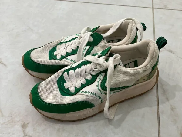ZARA White & Green Combo Sneakers Size 36 EU - Image 2
