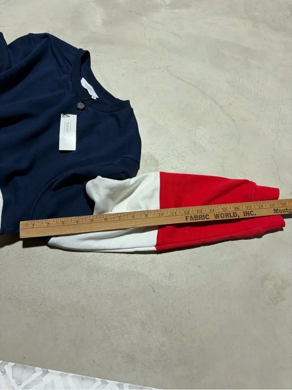 Eleven Paris NWT Tanner Colorblock Crewneck sweatshirt Navy White Red large - Image 6