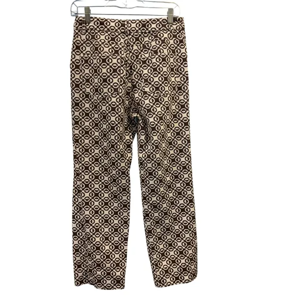 Peppermayo Brown Geometric Mod High Waisted Straight Leg Pants Boho Retro Size 6 - Image 3