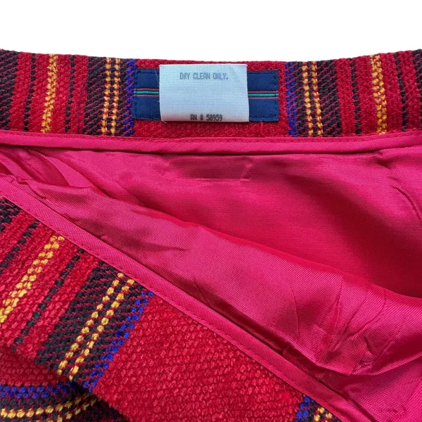 VTG Breeches Red Tartan Plaid Skirt‎ Suit Set Womens 8 Wool Blend Blazer Skirt - Image 12
