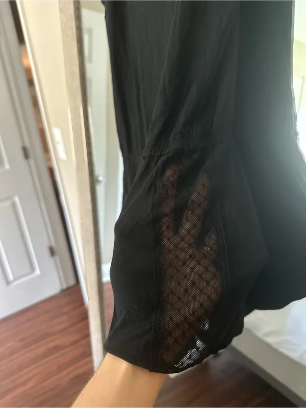 Victoria’s Secret Black Lace Trim Sleeveless Lounge Romper Size Small - Image 5