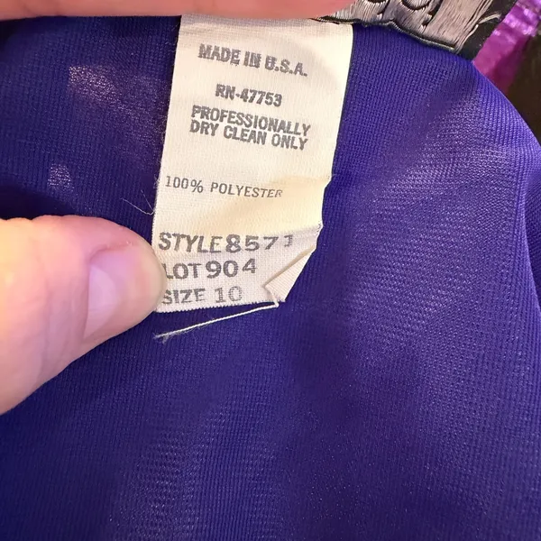 Vintage 1982 Casadei Purple Beaded Chiffon Draped Cocktail Dress Size 10 - Image 11