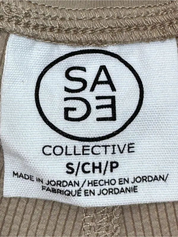 Sage Collective Textured Cargo Pocket Crop Pants Kahki Tan Small Utility Casual - Image 6