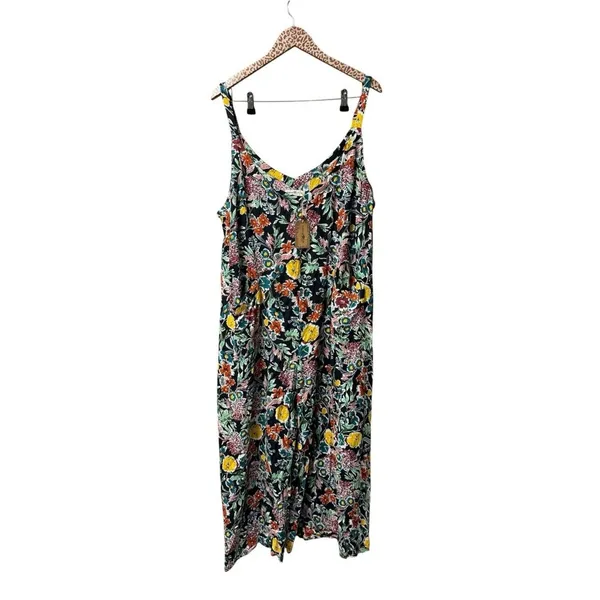Natural Life Floral Wide Leg Sleeveless Cropped Jumpsuit Multicolor XL NEW - Image 5