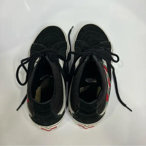 Vans Sk8 mid high‎ top sneakers rose thorns embroidered black red women’s size 8 - Image 6