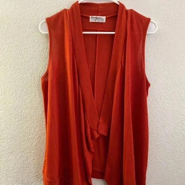 💥Light Weight Orange Vest Cardigan S - Image 2