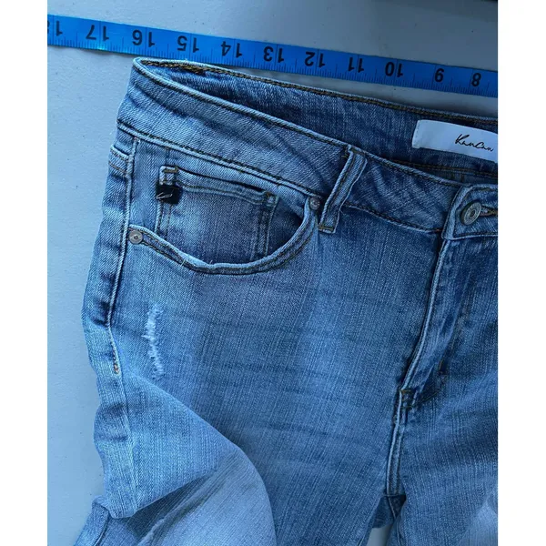 KanCan Mid Rise Distressed Skinny Jeans Stretch KC5055L-SF Blue‎ Size 31 Womens - Image 5