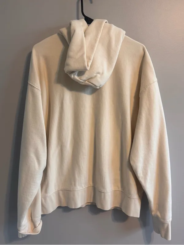American Eagle‎ Oversized Cream Logo Hoodie Sweatshirt Large - Image 3
