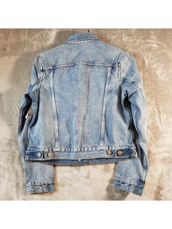 Gap Vintage Icon J Women's Light Blue Denim Jacket Collared Button Size S - Image 2