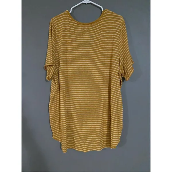 Maurices Yellow Striped Roll Cuff Short Sleeve High Low V Neck Top Size 2X - Image 5