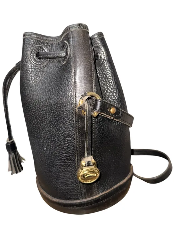Dooney & Bourke Leather Drawstring Mini Bucket Bag - Image 3