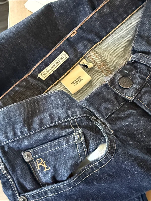 Ralph Lauren RL Stacked Skinny Jeans Dark Wash Indigo Denim Size‎ 28 - Image 4