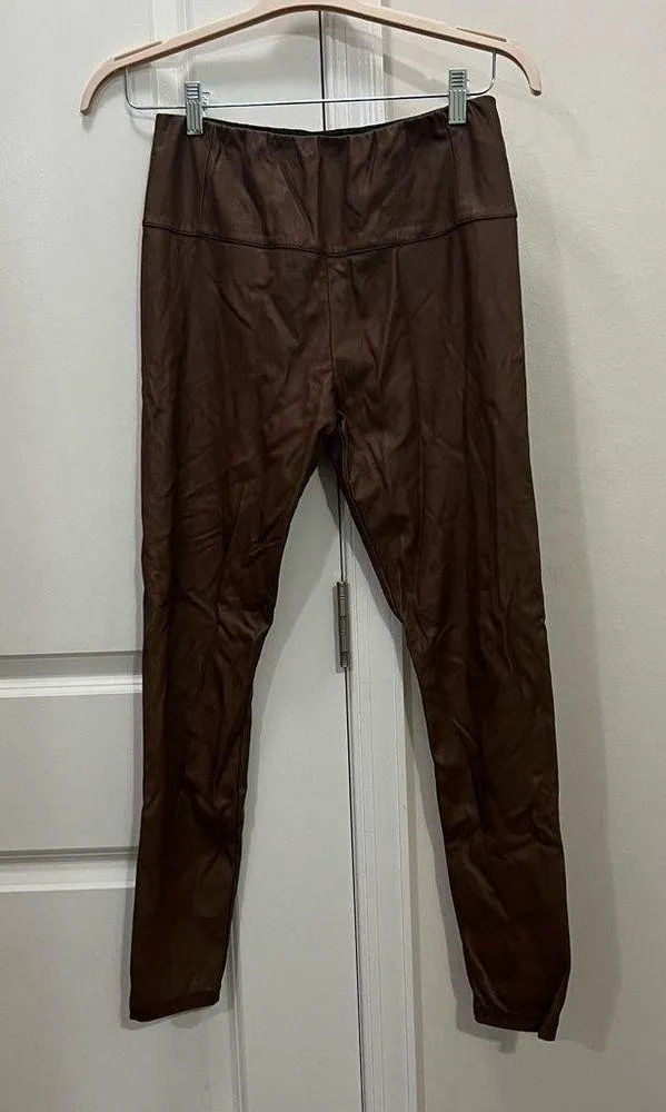 Paper Crown Tan Vegan Leather Leggings Size Small $218 - Image 2