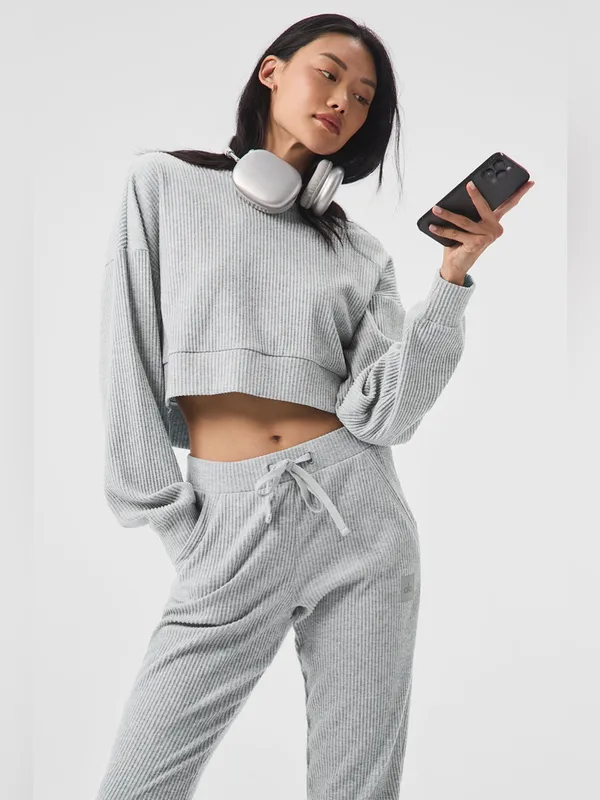 ALO Yoga Women Grey Muse Hoodie Size XS - Image 4