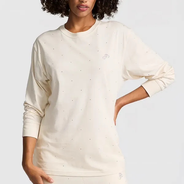 PINK Victoria Secret White Bling Cotton Long Sleeve‎ - Image 3