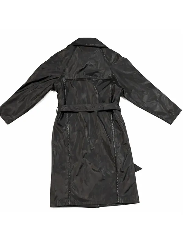 Vintage MALJUT Sportswear Long Coat M Black Cyberpunk 90s Trench Unisex - Image 3