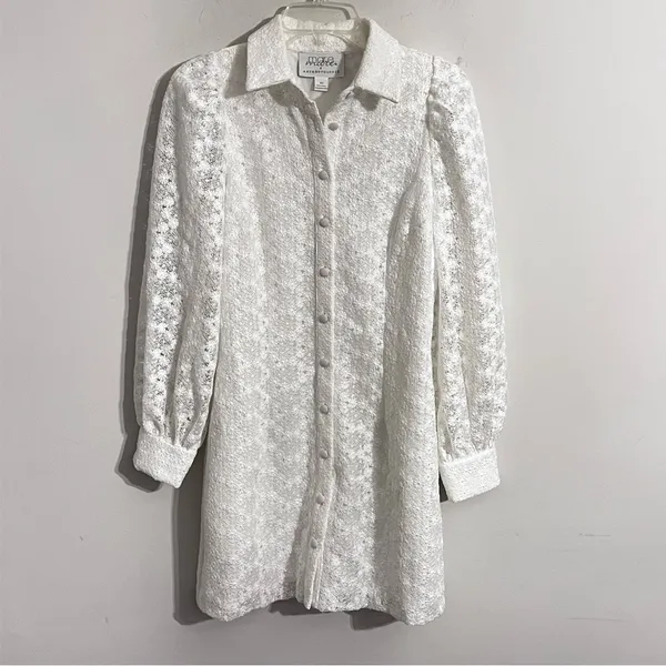 Anthropologie Mara‎ Mara White Textured Resortwear Mod Vacation Dress Sz XS 🟨 - Image 2