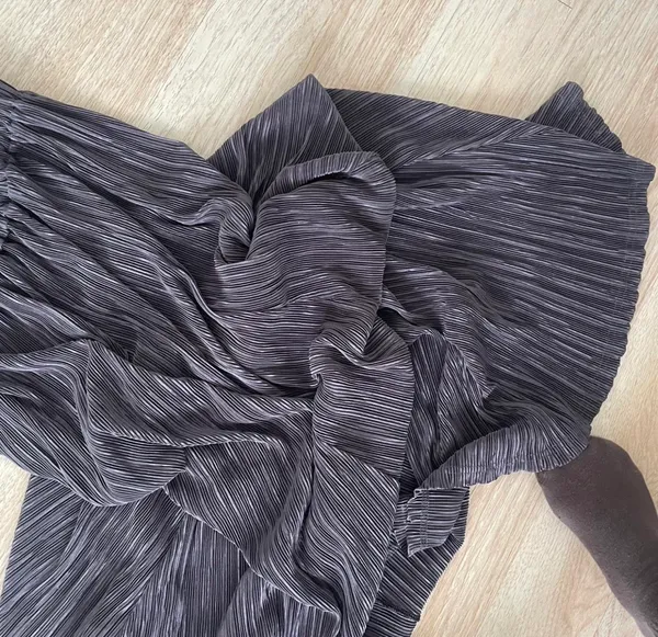 Silky Slate Grey Pleated Maxi Skirt Gray Size M - Image 2
