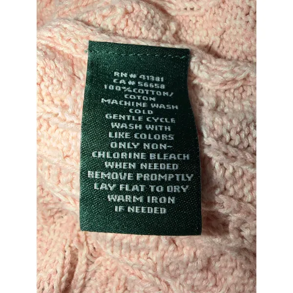 Lauren Ralph Lauren Pink Cable Knit Cotton Boat Neck Sweater Large‎ - Image 6