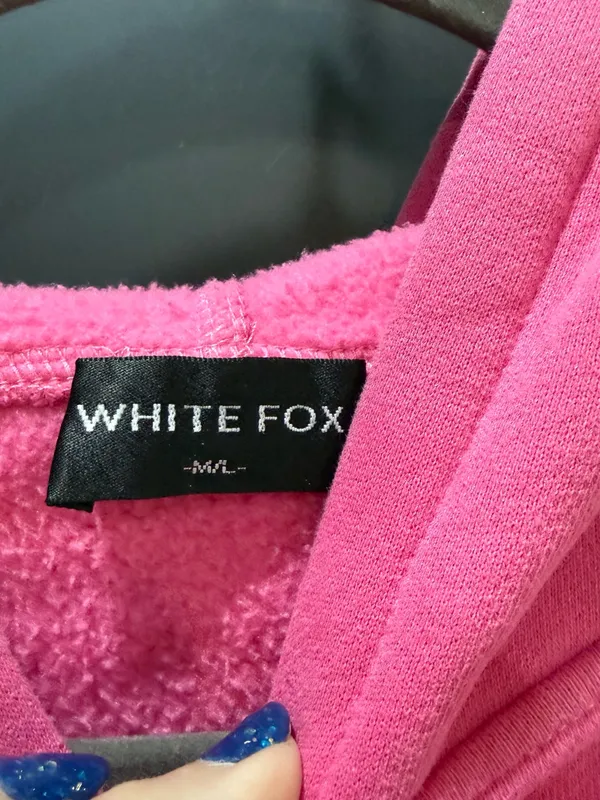 White Fox WHT FX Embroidered Pink Hoodie - Image 3