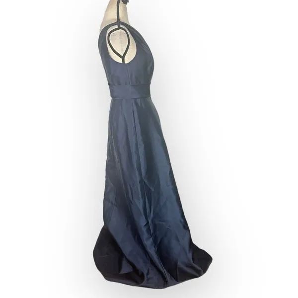 Alfred Sung A-Line Gown Women's 2R Navy Blue One-Shoulder Maxi Draped D815S NWT - Image 6