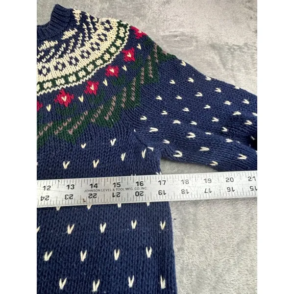 Vtg Illustrations Sweater Knit M Hong Kong Cabin Fever Fair Isle Hearts - Image 4