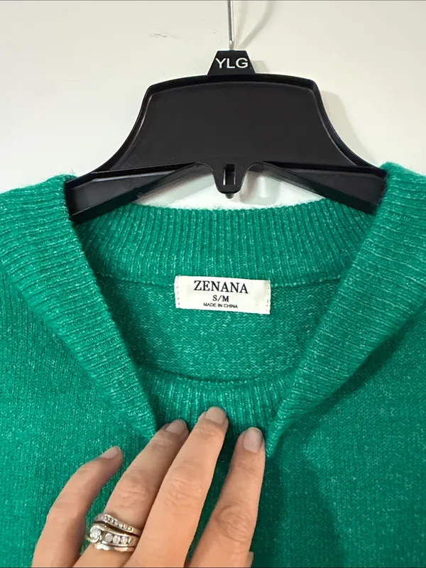 Women's Emerald Green Crewneck Sweater Size M - Image 2