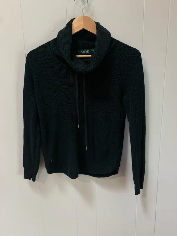 LAUREN RALPH LAUREN Waffle Knit Cowl Neck Sweater Womens M - Image 2
