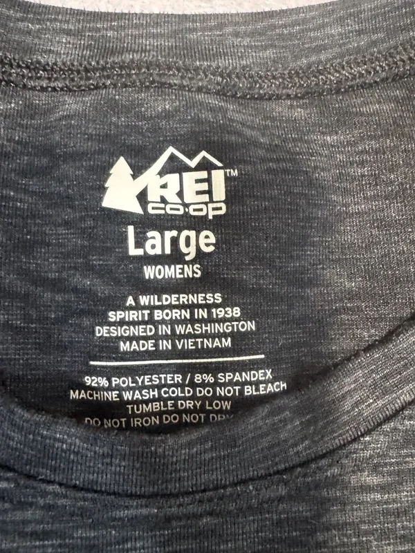 REI Co-op Womens Large Top Midweight Base Layer Crew Long Sleeve Black Gray - Image 5