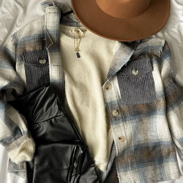 Womens Altar’d Altard State Plaid Ditressed Flannel Shirt Jacket Shacket - Sz L - Image 2