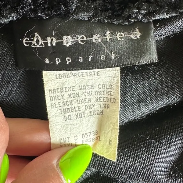 VTG 90s Y2K Connected Apparel Crushed Velvet Open Front Jacket Shawl Black XL - Image 8